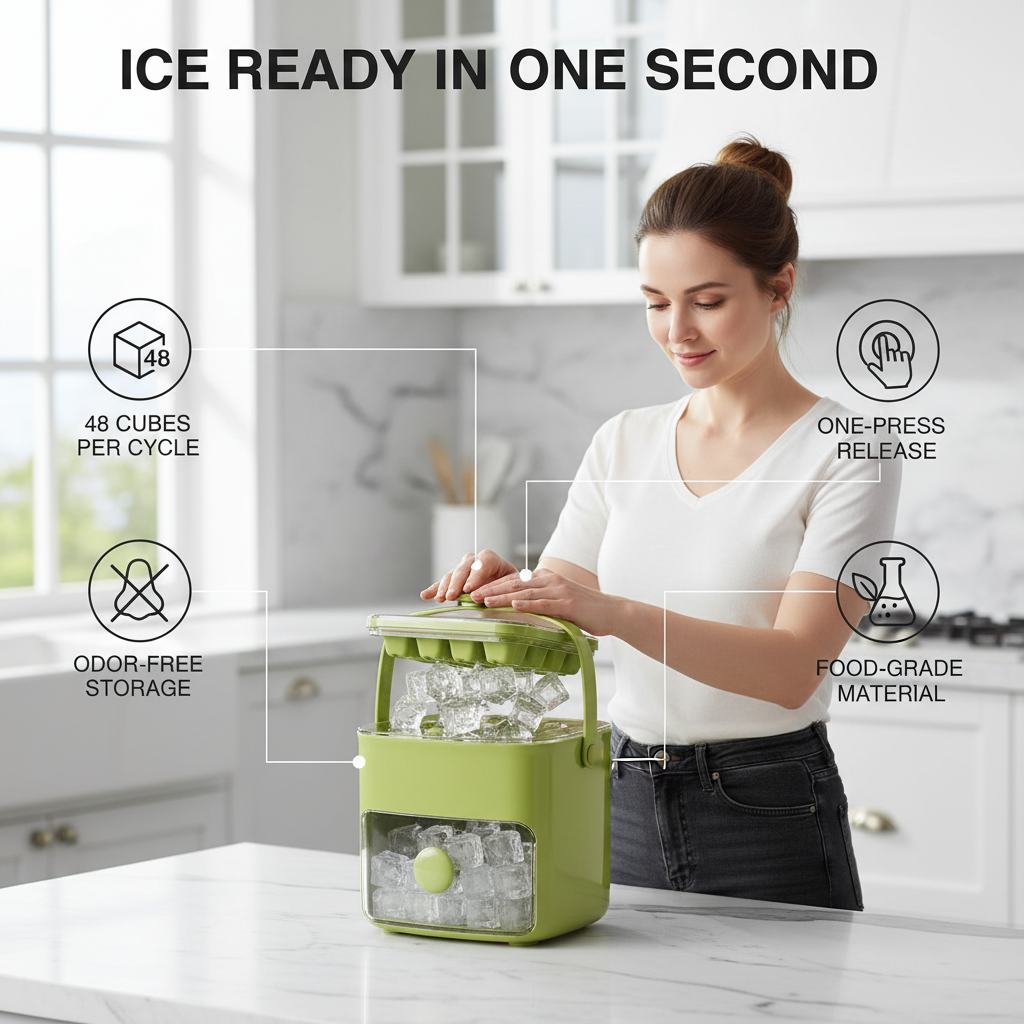 ZOVYI - 48 Grid Ice Cube Mold Reusable Refrigerator Ice Maker One-touch Easy Release Homemade Ice Cube Tray Mold Home Ice Making Tool