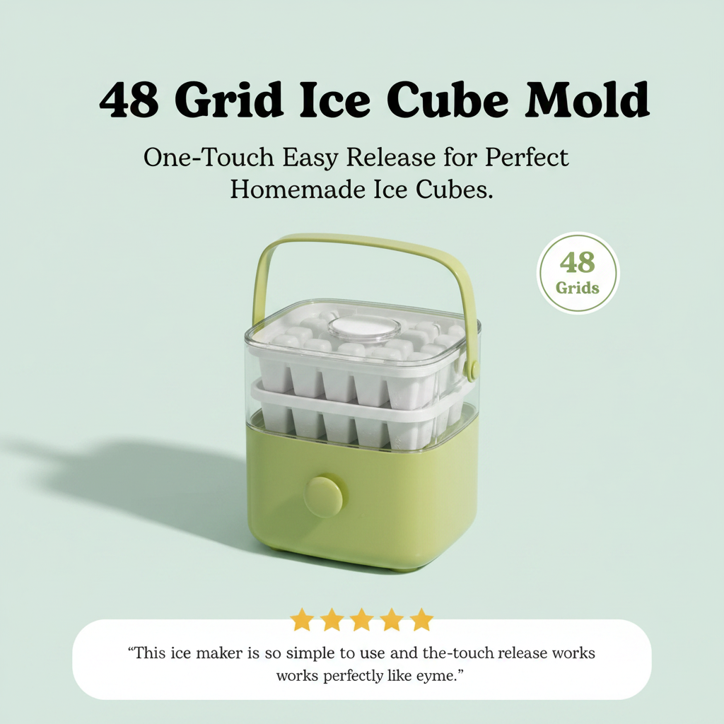 ZOVYI - 48 Grid Ice Cube Mold Reusable Refrigerator Ice Maker One-touch Easy Release Homemade Ice Cube Tray Mold Home Ice Making Tool